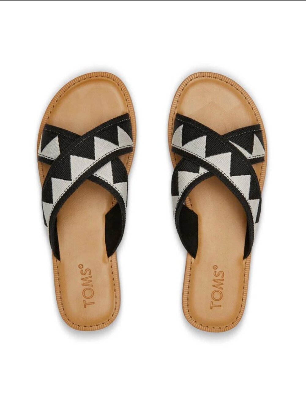 Toms Viv Black and White Geometric Woven Leather Sandals 8.5